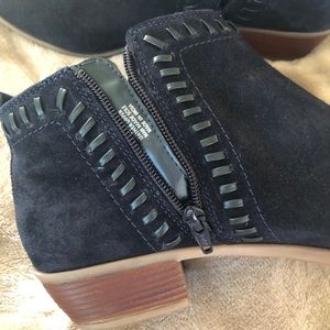 Blue suede cowgirl booties